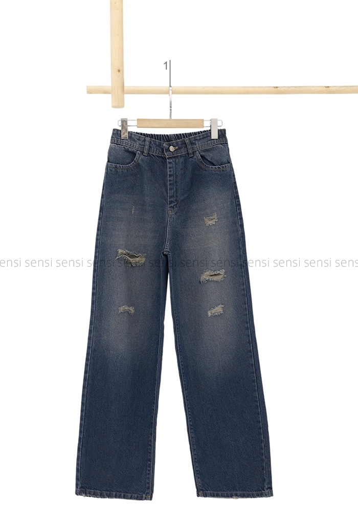 شلوار جین نیم بگ پشت کش کد1005166